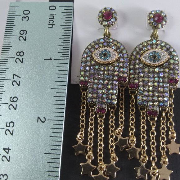 Betsey Johnson hamasa evil eye earrings  very cool boho hippie gypsy - Picture 6 of 9